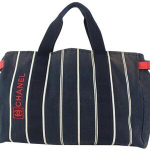 Chanel Navy Blue Stripe Sports Line Duffle Tote bag 929c98